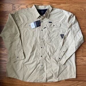 NWT Men’s All Terrain Gear Wrangler Khaki Long Sleeve Button Down Shirt- 3XL